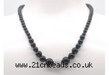 GMN7323 black onyx graduated beaded necklace & bracelet set