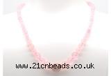 GMN7325 rose quartz graduated beaded necklace & bracelet set