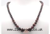 GMN7333 red tiger eye graduated beaded necklace & bracelet set