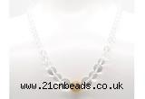 GMN7338 white crystal graduated beaded necklace & bracelet set