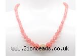 GMN7339 cherry quartz graduated beaded necklace & bracelet set