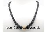 GMN7346 black lava graduated beaded necklace & bracelet set