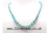 GMN7349 blue sea sediment jasper graduated beaded necklace & bracelet set