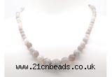 GMN7354 grey banded agate graduated beaded necklace & bracelet set