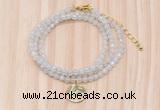 GMN7400 4mm faceted round tiny white jade beaded necklace with constellation charm