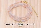 GMN7407 4mm faceted round tiny pink aventurine beaded necklace with constellation charm