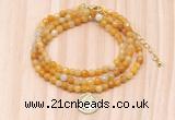 GMN7408 4mm faceted round tiny yellow aventurine beaded necklace with constellation charm