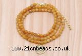 GMN7409 4mm faceted round tiny yellow jade beaded necklace with constellation charm