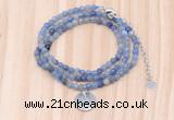 GMN7410 4mm faceted round tiny blue aventurine beaded necklace with constellation charm