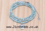 GMN7413 4mm faceted round tiny amazonite beaded necklace with constellation charm