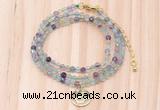 GMN7414 4mm faceted round tiny fluorite beaded necklace with constellation charm