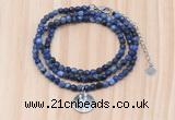 GMN7417 4mm faceted round tiny sodalite beaded necklace with constellation charm