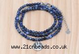 GMN7417 4mm faceted round tiny sodalite beaded necklace with constellation charm