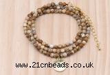 GMN7427 4mm faceted round tiny picture jasper beaded necklace with constellation charm