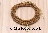 GMN7431 4mm faceted round tiny wooden jasper beaded necklace with constellation charm