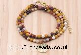 GMN7433 4mm faceted round tiny mookaite jasper beaded necklace with constellation charm