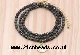 GMN7438 4mm faceted round tiny dragon blood jasper beaded necklace with constellation charm