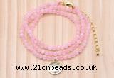 GMN7456 4mm faceted round tiny rose quartz beaded necklace with constellation charm