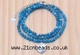 GMN7470 4mm faceted round apatite beaded necklace with constellation charm