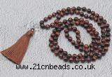 GMN749 Hand-knotted 8mm, 10mm red tiger eye 108 beads mala necklaces with tassel