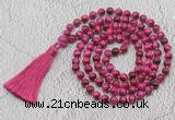 GMN754 Hand-knotted 8mm, 10mm red tiger eye 108 beads mala necklaces with tassel