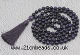 GMN760 Hand-knotted 8mm, 10mm purple tiger eye 108 beads mala necklaces with tassel