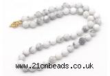 GMN7600 18 - 36 inches 8mm, 10mm matte white howlite beaded necklaces