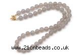 GMN7614 18 - 36 inches 8mm, 10mm matte grey agate beaded necklaces