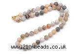 GMN7618 18 - 36 inches 8mm, 10mm matte bamboo leaf agate beaded necklaces