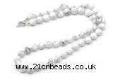 GMN7700 18 - 36 inches 8mm, 10mm round white howlite beaded necklaces