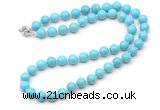 GMN7701 18 - 36 inches 8mm, 10mm round blue howlite beaded necklaces