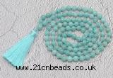 GMN773 Hand-knotted 8mm, 10mm amazonite 108 beads mala necklaces with tassel