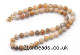 GMN7753 18 - 36 inches 8mm, 10mm round fossil coral beaded necklaces