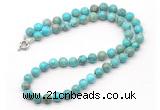 GMN7788 18 - 36 inches 8mm, 10mm round blue sea sediment jasper beaded necklaces