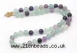 GMN7801 18 - 36 inches 8mm, 10mm round fluorite beaded necklaces