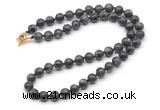 GMN7816 18 - 36 inches 8mm, 10mm round black labradorite beaded necklaces