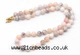 GMN7830 18 - 36 inches 8mm, 10mm round natural pink opal beaded necklaces