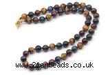 GMN7842 18 - 36 inches 8mm, 10mm round grade AA colorful tiger eye beaded necklaces