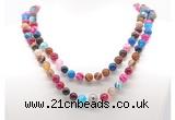 GMN8009 18 - 36 inches 8mm, 10mm colorful banded agate 54, 108 beads mala necklaces