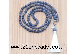 GMN8201 18 - 36 inches 8mm blue spot stone 54, 108 beads mala necklace with tassel