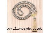 GMN8218 18 - 36 inches 8mm feldspar 54, 108 beads mala necklace with tassel