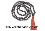 GMN8402 Hand-knotted 8mm, 10mm garnet 27, 54, 108 beads mala necklace with tassel