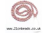 GMN8415 8mm, 10mm pink wooden jasper 27, 54, 108 beads mala necklace with tassel