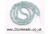 GMN8426 8mm, 10mm matte amazonite 27, 54, 108 beads mala necklace with tassel