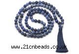 GMN8430 8mm, 10mm matte sodalite 27, 54, 108 beads mala necklace with tassel