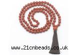 GMN8449 8mm, 10mm matte red jasper 27, 54, 108 beads mala necklace with tassel