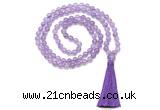 GMN8460 8mm, 10mm amethyst 27, 54, 108 beads mala necklace with tassel