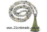 GMN8466 8mm, 10mm seaweed quartz 27, 54, 108 beads mala necklace with tassel