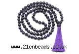 GMN8483 8mm, 10mm purple tiger eye 27, 54, 108 beads mala necklace with tassel