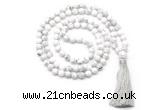 GMN8510 8mm, 10mm white howlite 27, 54, 108 beads mala necklace with tassel